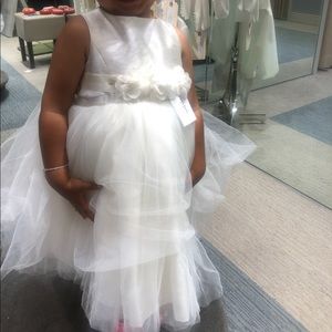 david's bridal flower girl dress with tulle and ribbon waist